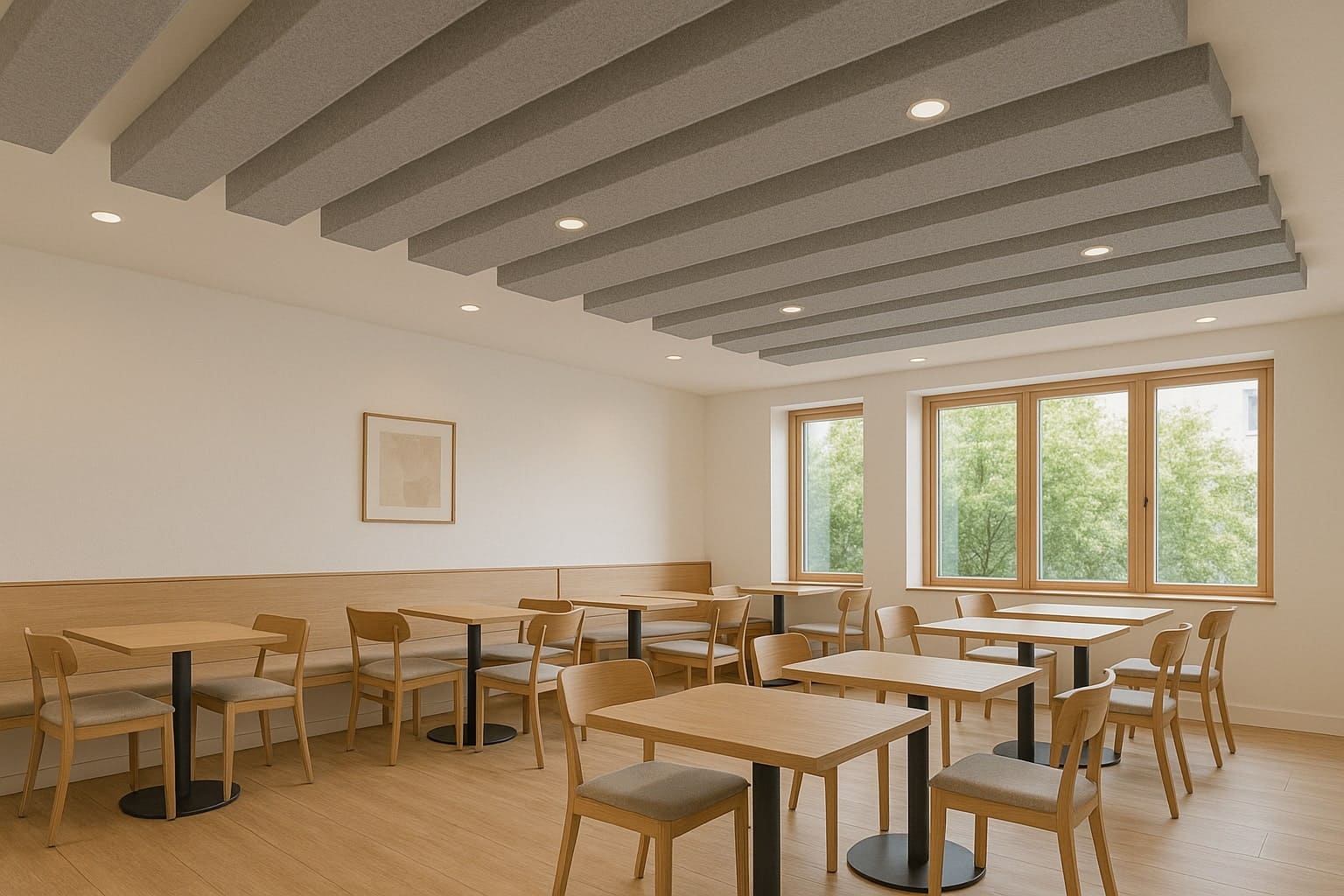 Akustikpaneele an der Decke in der Gastronomie