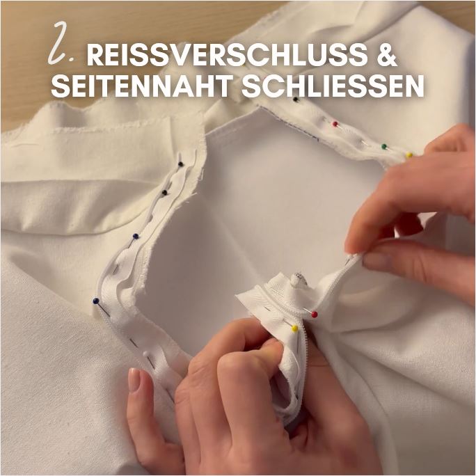 Seitennaht und Reiverschluss nähen beim Anfänger rock