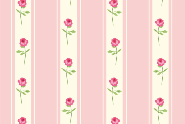 Dekostoff - Streifen mit Rosen Rosa