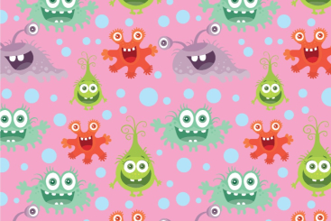 Baumwollstoff - Monster-Party Rosa