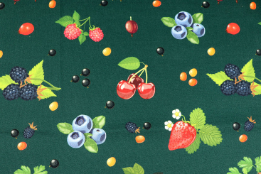 Baumwollstoff - Garten-Beeren Dunkelgrün 