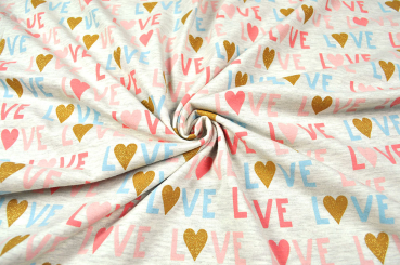 Jersey Glitzer - LOVE - Creme Melange 