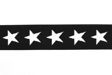 Gummiband - Stars - 40 mm - Schwarz 