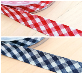 Schrägband Vichykaro groß - 2/4 cm - meterweise 