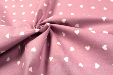 Bettwäsche-Stoff - Herzen - 295 cm - Dusty Pink 