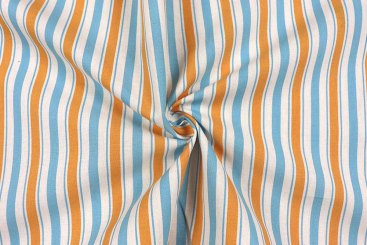 Baumwollstoff mit Streifen - Blau/Orange 