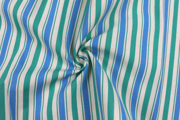 Baumwollstoff mit Streifen - Blau/Grün 