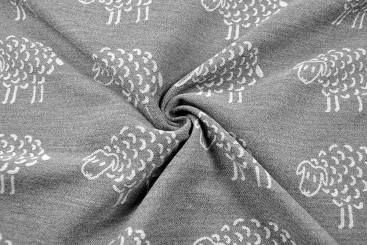 Wende-Jacquardstoff - Cosy Sheep - Grau/Hellgrau 