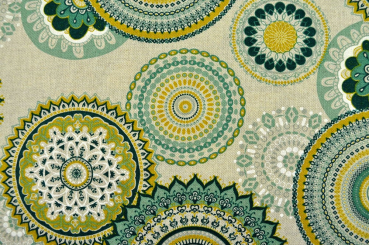 Fertig-Gardine Leinenoptik - Mandalas - a: 200 x b: 130 cm - B-Ware 