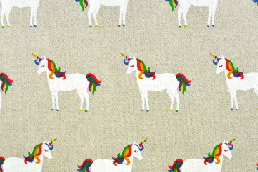 Dekostoff Leinen-Look - Unicorn Parade 