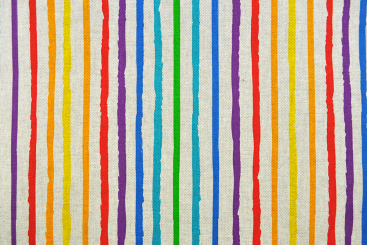 Dekostoff Leinen-Look - Regenbogenstreifen 
