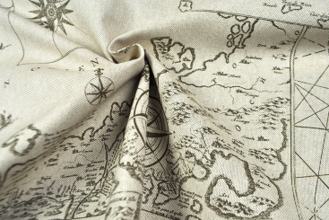 Dekostoff Leinen-Look - World Map Retro 