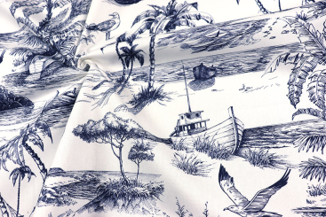 Premium-Dekostoff mit maritimem Toile - 280 cm 