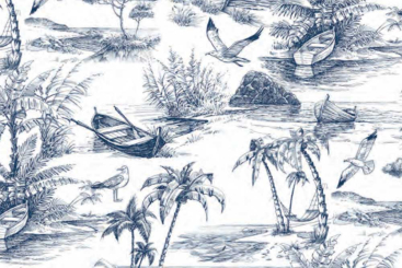Premium Dekostoff mit maritimen Toile - 280 cm 