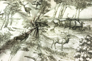 Premium-Dekostoff mit Toile de Jouy Wald - 280 cm 