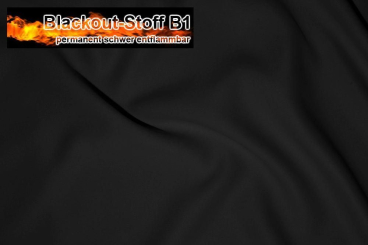 Blackout-Stoff - permanent schwer entflammbar - Schwarz - 2,0 Meter 