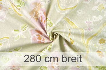 Deko-Stoff premium - Mountain - Aquarell-Blumen -  280 cm - Beige 