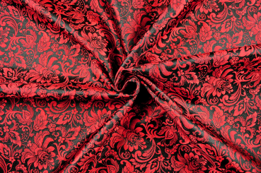 Zweiseitiger Jacquard - A Fleurs - Schwarz/Rot 