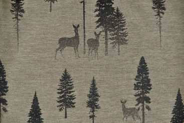 Jacquard-Dekostoff zweiseitig - Rehwald - Hellbraun/Braun 