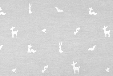 Jacquard-Dekostoff zweiseitig - Mini-Tiere - Hellgrau/Creme 