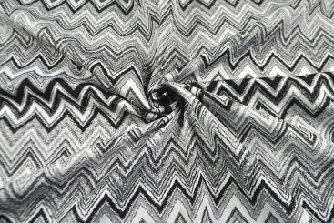 Dekostoff Jacquard - Zickzack - Schwarz/Weiß 