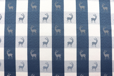 Jacquard-Dekostoff beidseitig - Landhaus-Karo - Blau 