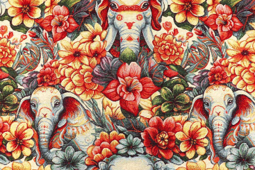 Dekostoff Gobelin - Elephant Carnival 
