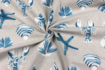 Dekostoff in Leinenoptik mit maritimem Motiv 