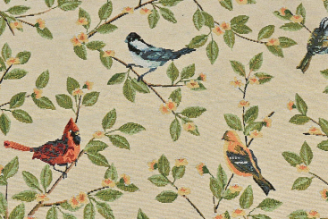 Gobelin-Stoff mit Vögeln in der Natur 