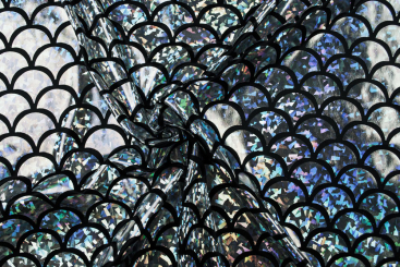 Hologramm-Folienstoff - Silber/Schwarz 
