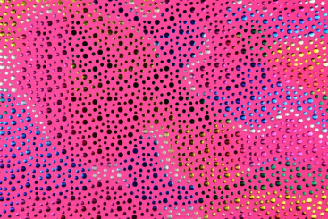 Tanzkleiderstoff - Hologramm-Effekt - Bunte Punkte - Pink 