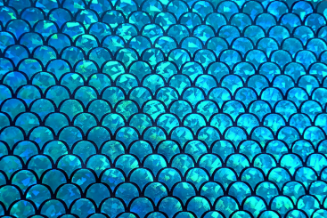 Folienstoff Hologramm - Mermaid - Schwarz/Aqua 