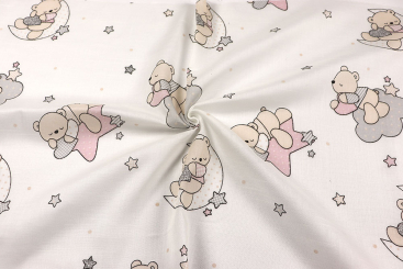 Gardinenstoff mit Bleiband - Teddys - 280 cm 