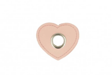 Herz-Kunstlederpatch Öse - 4 Stk. - Rosa 