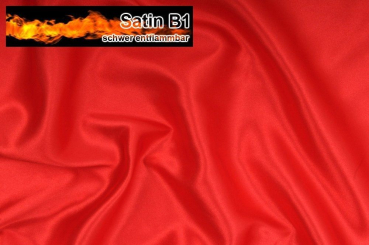 Satin B1 - schwer entflammbar - Rot - 3,0 Meter 