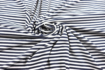 Viskosejersey mit maritimen Streifen - Navy 