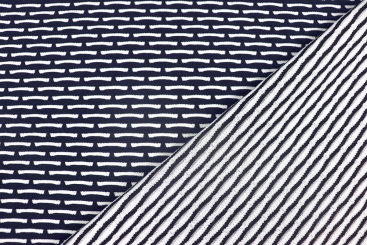 Struktuierter Jersey mit gemischten Streifen - Navy/Weiß 