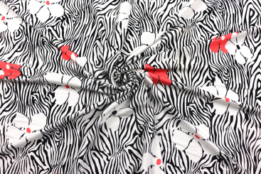 Viskosejersey - Zebra Blüten 