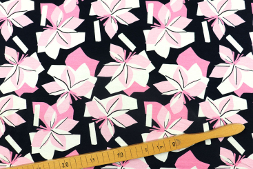 Viskosejersey - Pink Geometry - Dark 