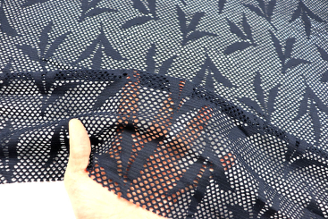 Mesh Stretch - Tropic Leaves - Dunkelblau 