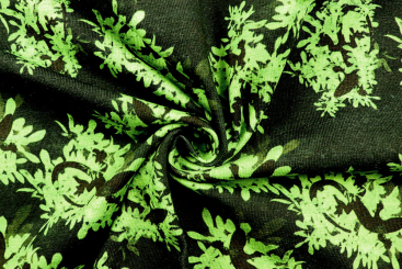 Jersey Stoff mit kleinen Eidechsen - Schwarz/Grün 