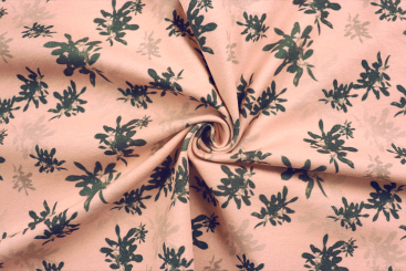Jersey Stoff mit nostalgischem Design  - Rosa 