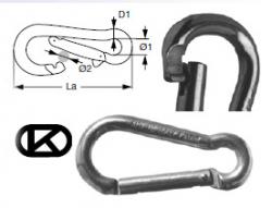 Karabinerhaken - Rostfreier Stahl - 80 mm 