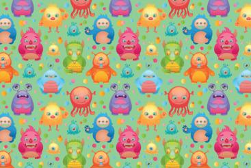 Mundschutzmaskenstoff - Lustige Aliens - 1,0 Meter Grün