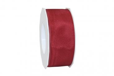 Drahtkantenband Hilde - 25 mm breit - 20-Meter-Rolle Bordeaux