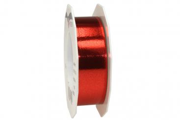 Band - Metallic - 25 mm -  25 m-Rolle - Rot 
