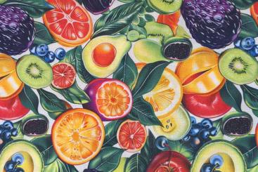 Popeline-Baumwollstoff - Tropenfrüchte 