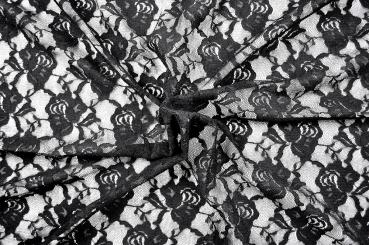 Elastik-Spitze exklusiv - Blüten - Schwarz 