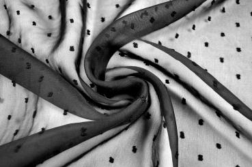 Chiffon-Stoff - Dobby - Schwarz 