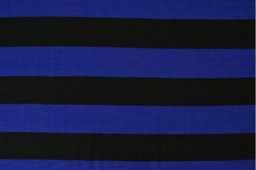 Jersey-Stoff Viskose - Ringel - Royal/Schwarz 